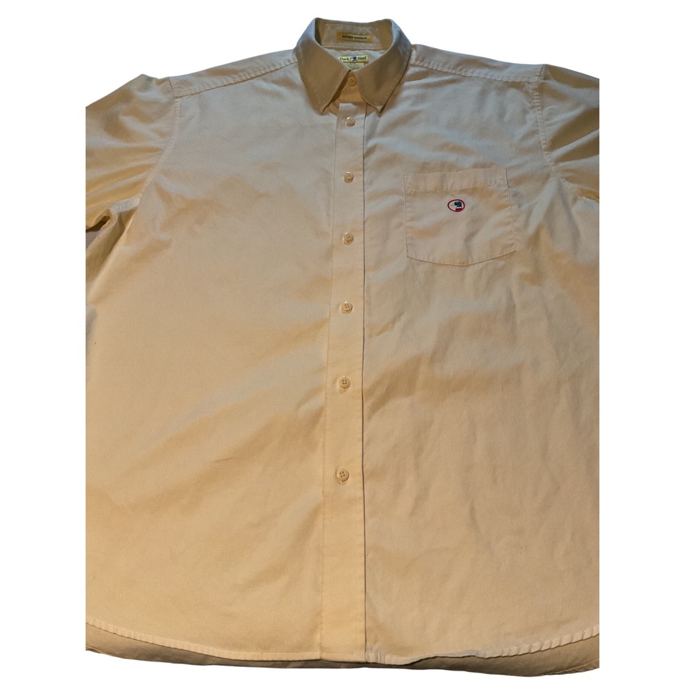 Duck Head‎ Mens Yellow Short Sleeve Button Down Shirt L G Wrinkle Resistant